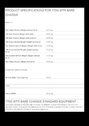 Wywrotka tylnozsypowa Caterpillar 770G WTR Bare chassis