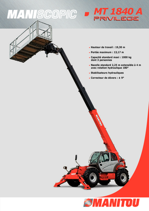 Ładowarki teleskopowe Manitou MT 1840 A
