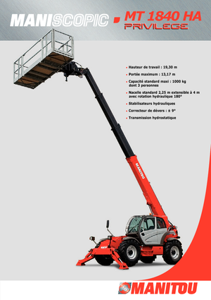 Ładowarki teleskopowe Manitou MT 1840 HA