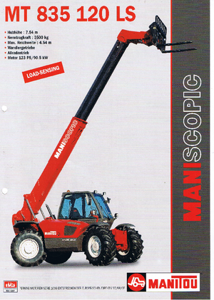 Ładowarki teleskopowe Manitou MT 835 T 120 LS