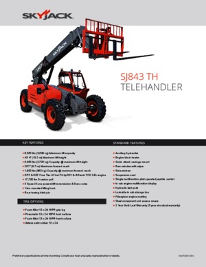 Ładowarki teleskopowe Skyjack SJ843 TH