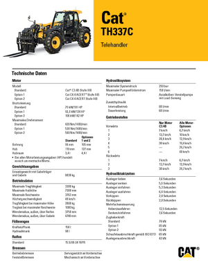 Ładowarki teleskopowe Caterpillar TH337C
