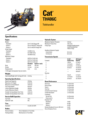 Ładowarki teleskopowe Caterpillar TH406C