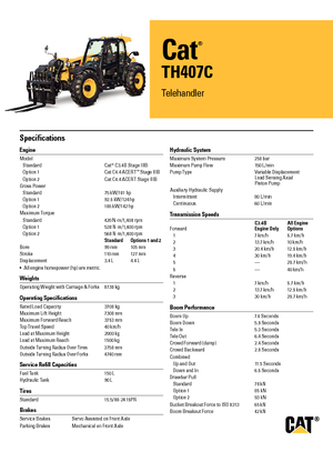 Ładowarki teleskopowe Caterpillar TH407C