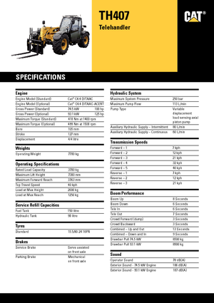 Ładowarki teleskopowe Caterpillar TH407