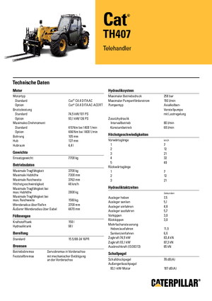 Ładowarki teleskopowe Caterpillar TH407