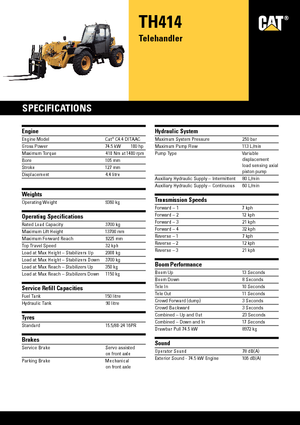 Ładowarki teleskopowe Caterpillar TH414