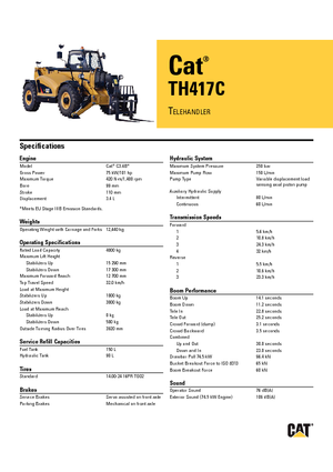 Ładowarki teleskopowe Caterpillar TH417C
