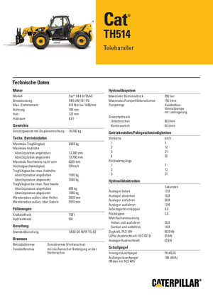 Ładowarki teleskopowe Caterpillar TH514