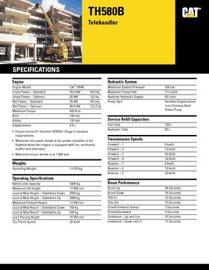 Ładowarki teleskopowe Caterpillar TH 580 B
