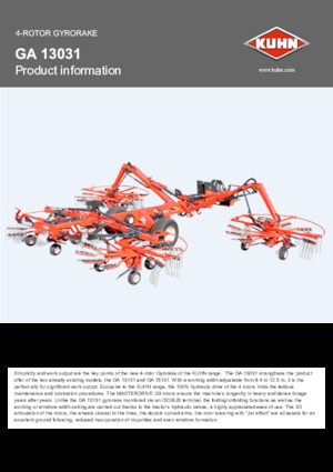 Zgrabiarki rotorowe Kuhn GA 13031