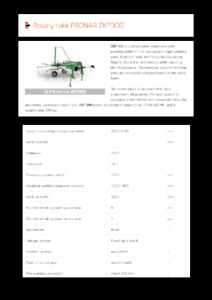 Zgrabiarki rotorowe Pronar ZKP 300 