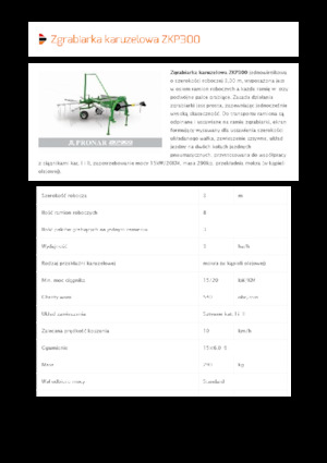 Zgrabiarki rotorowe Pronar ZKP 300 