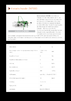Zgrabiarki rotorowe Pronar ZKP 300