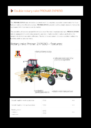 Zgrabiarki rotorowe Pronar ZKP 690