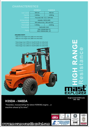 Terenowe wózki widłowe Mast Explorer H 35 DA