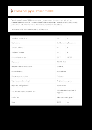 Prasy rolujące Pronar Z 500 K
