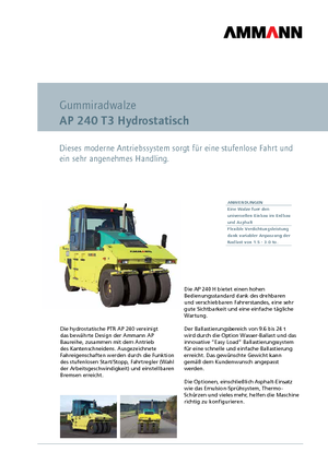 Walce na gumowych kołach Ammann AP 240 H-T3
