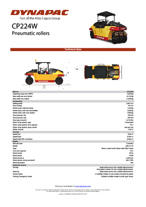 Walce na gumowych kołach Dynapac CP 224 W