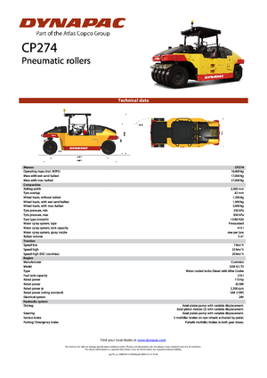 Walce na gumowych kołach Dynapac CP 274