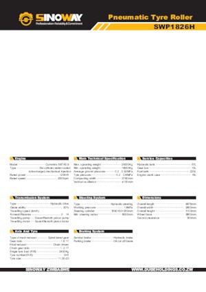 Walce na gumowych kołach Sinoway SWP1826H 