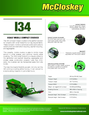 Urządzenia do recyklingu gruzu budowlanego McCloskey I34R