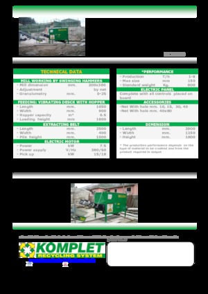 Urządzenia do recyklingu gruzu budowlanego Komplet M 2000