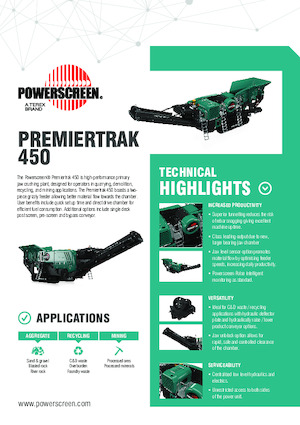 Urządzenia do recyklingu gruzu budowlanego Powerscreen Premiertrak 450