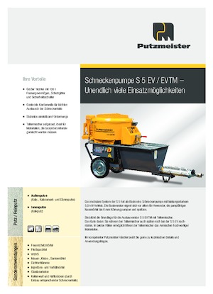 Pompy przenośnika ślimakowego Putzmeister S 5 EVTM