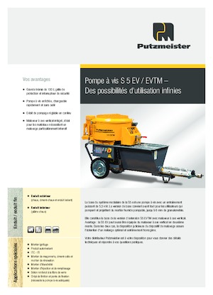 Pompy przenośnika ślimakowego Putzmeister S 5 EVTM