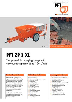 Pompy przenośnika ślimakowego PFT ZP 3 XL V
