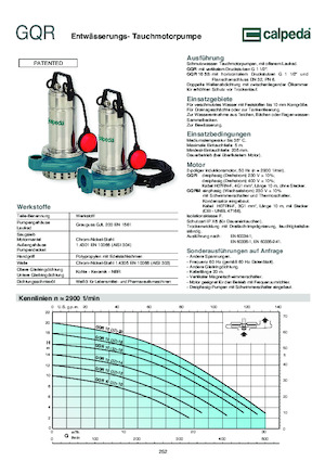 Pompy zatapialne ściekowe Calpeda GQR 10-16