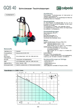 Pompy zatapialne ściekowe Calpeda GQV 50-8
