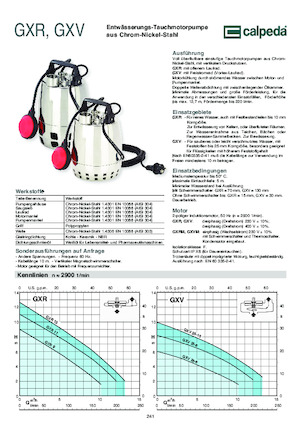 Pompy zatapialne ściekowe Calpeda GXR 12-18