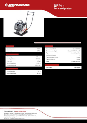 Jednokierunkowe Zagęszczarki / płyty wibracyjne Dynapac DFP11