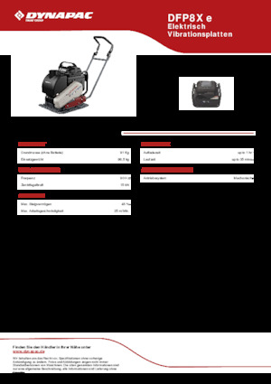 Jednokierunkowe Zagęszczarki / płyty wibracyjne Dynapac DFP8X e