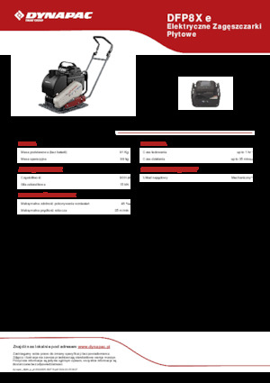 Jednokierunkowe Zagęszczarki / płyty wibracyjne Dynapac DFP8X e