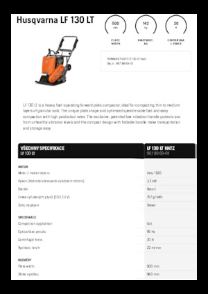 Jednokierunkowe Zagęszczarki / płyty wibracyjne Husqvarna LF 130 LT