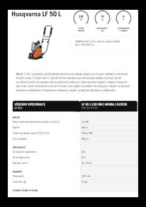 Jednokierunkowe Zagęszczarki / płyty wibracyjne Husqvarna LF 50 L