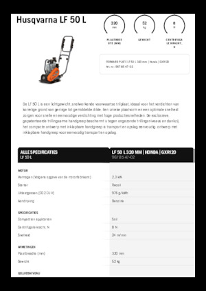 Jednokierunkowe Zagęszczarki / płyty wibracyjne Husqvarna LF 50 L