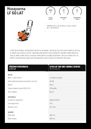 Jednokierunkowe Zagęszczarki / płyty wibracyjne Husqvarna LF 60 LAT