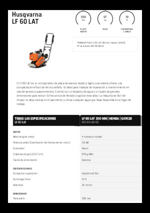 Jednokierunkowe Zagęszczarki / płyty wibracyjne Husqvarna LF 60 LAT