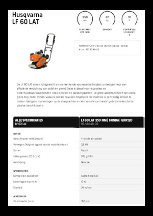 Jednokierunkowe Zagęszczarki / płyty wibracyjne Husqvarna LF 60 LAT