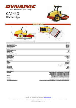 Pojedyncze walce drogowe Dynapac CA 144 D