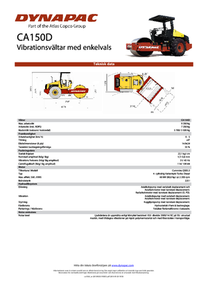 Pojedyncze walce drogowe Dynapac CA 150 D