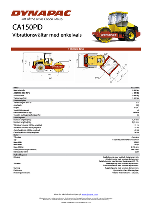 Pojedyncze walce drogowe Dynapac CA 150 PD