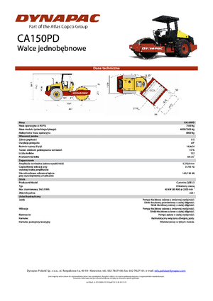Pojedyncze walce drogowe Dynapac CA 150 PD