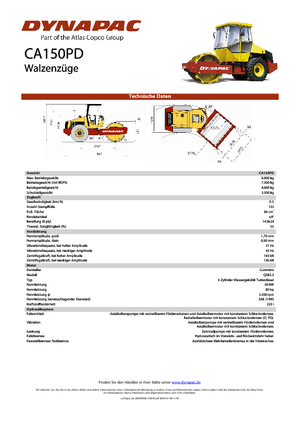 Pojedyncze walce drogowe Dynapac CA 150 PD