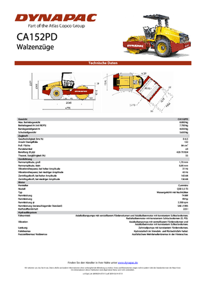 Pojedyncze walce drogowe Dynapac CA 152 PD