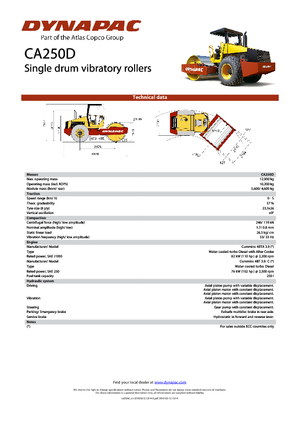 Pojedyncze walce drogowe Dynapac CA 250 D